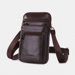 Herre Ægte Læder 7 Tommer Telefontaske Taljetaske Bæltetaske Skuldertaske Crossbody Taske