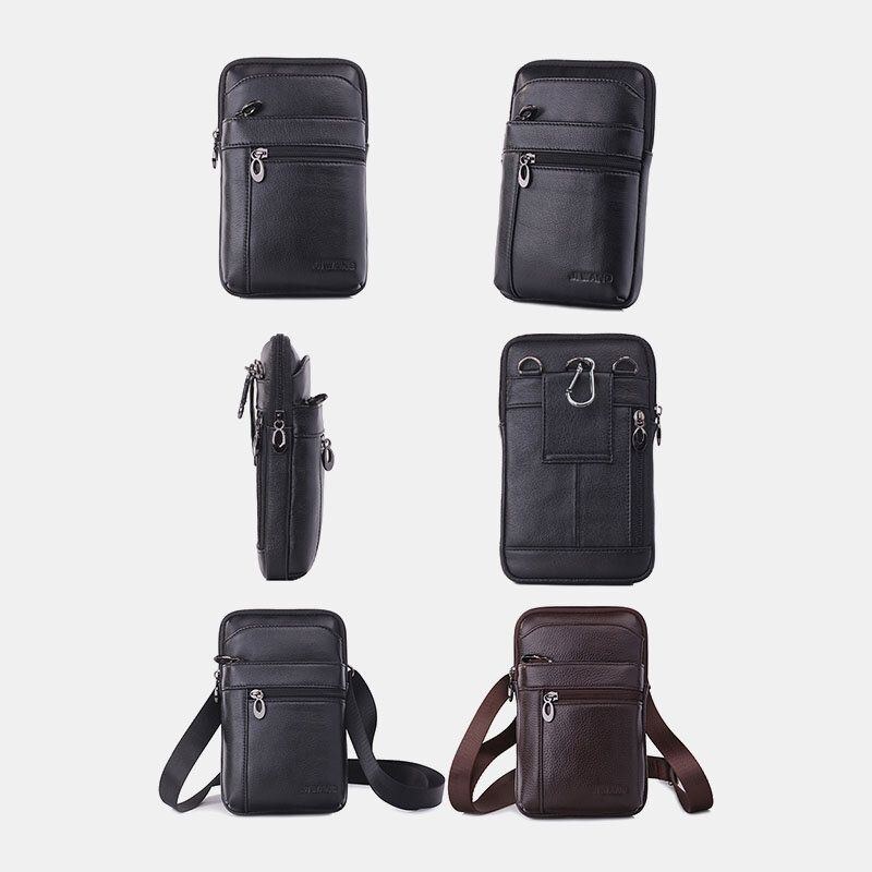 Herre Ægte Læder 7 Tommer Telefontaske Taljetaske Bæltetaske Skuldertaske Crossbody Taske