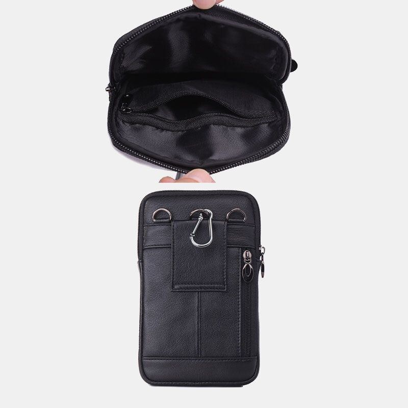 Herre Ægte Læder 7 Tommer Telefontaske Taljetaske Bæltetaske Skuldertaske Crossbody Taske