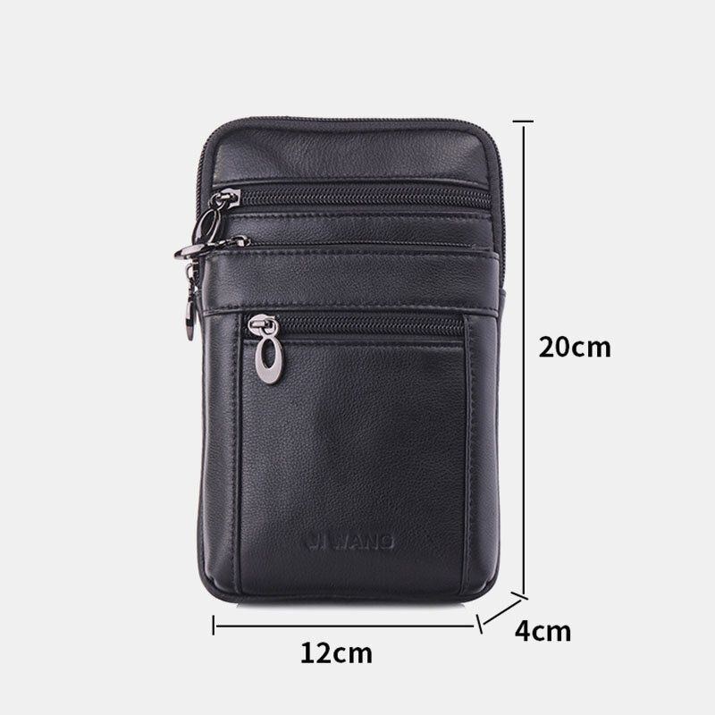 Herre Ægte Læder 7 Tommer Telefontaske Taljetaske Bæltetaske Skuldertaske Crossbody Taske