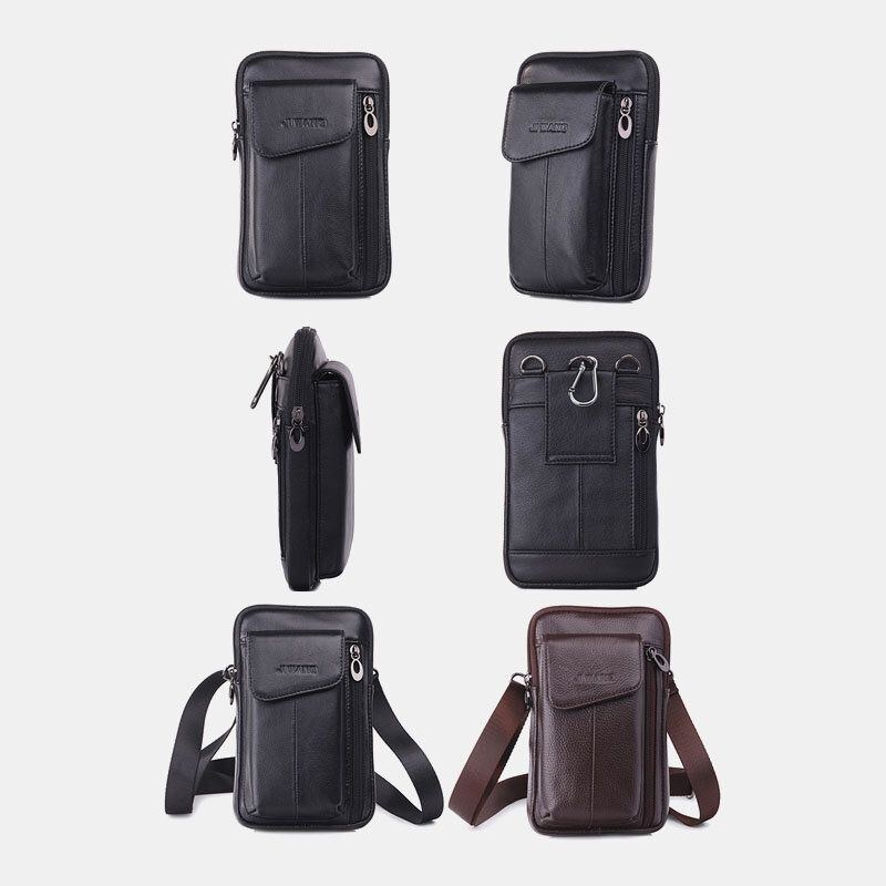 Herre Ægte Læder 7 Tommer Telefontaske Taljetaske Bæltetaske Skuldertaske Crossbody Taske