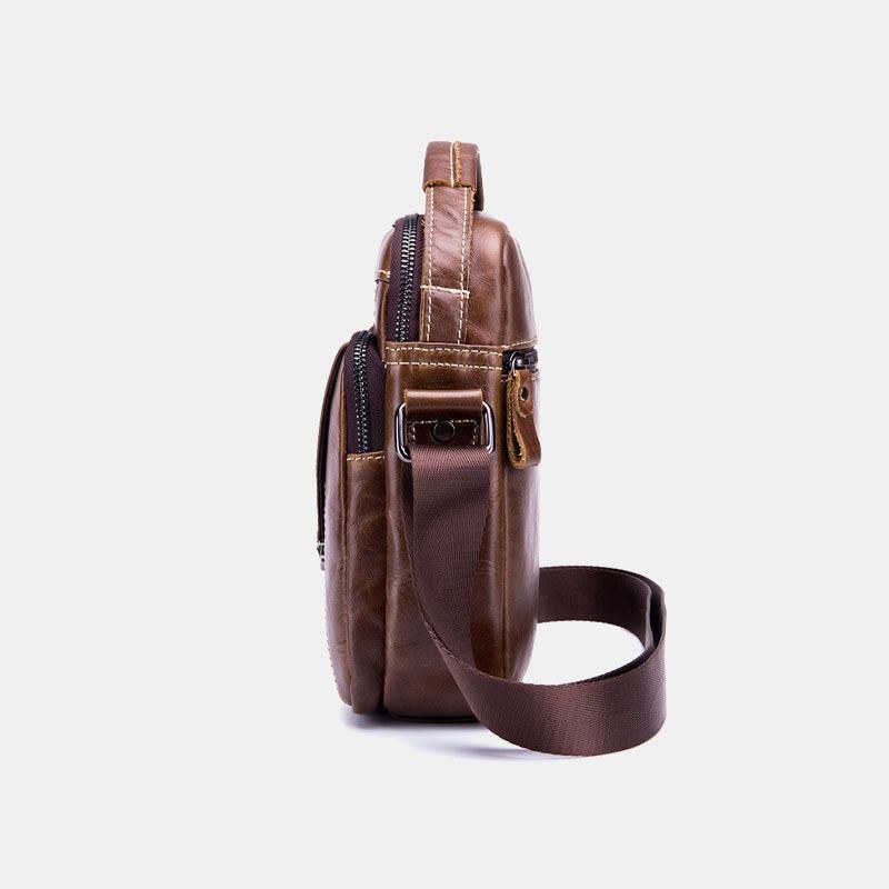 Herre Ægte Læder Anti-tyveri Multi-layers Casual Crossbody Taske Skuldertaske