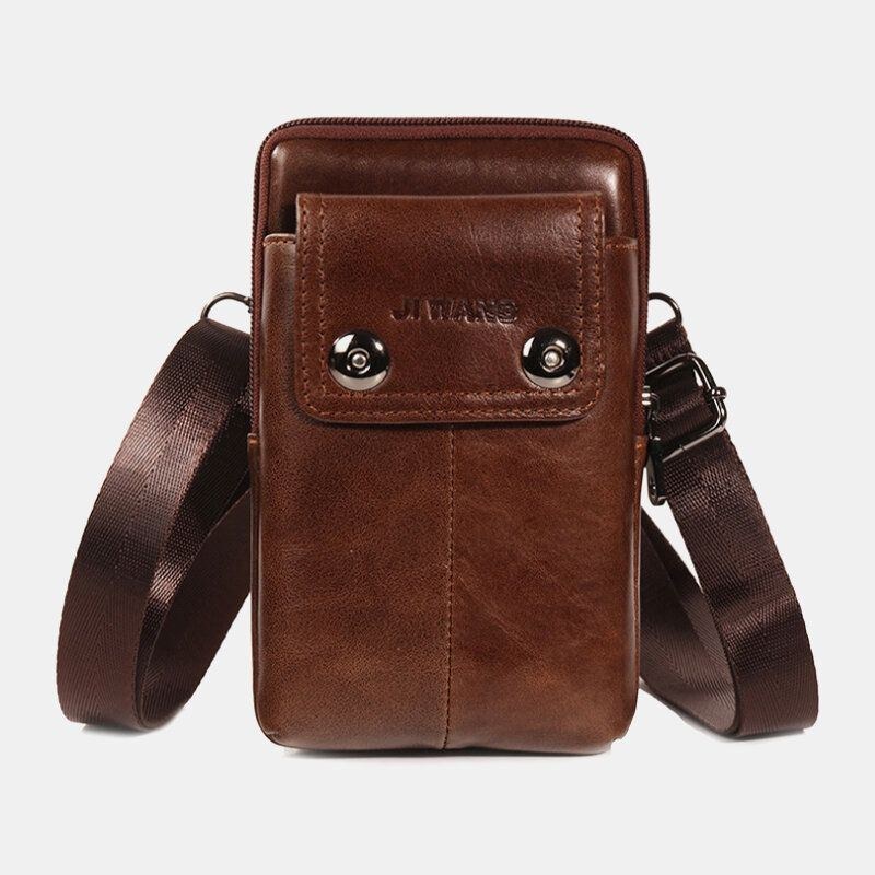 Herre Ægte Læder Bælte-telefontaske Casual Crossbody-taske Skuldertaske