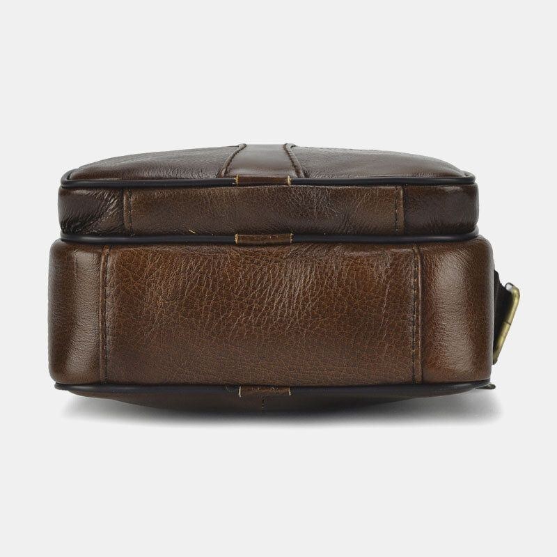 Herre Ægte Læder Business Casual Ensfarvet Læder Skuldertaske Crossbody Taske