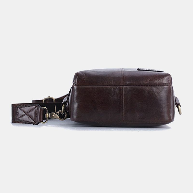 Herre Ægte Læder Casual Business Crossbody Taske Brysttaske Outdoor