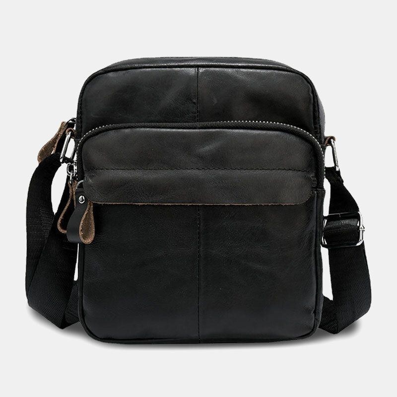 Herre Ægte Læder Casual Slidbestandig Multi-lags Sport Crossbody Taske Skuldertaske