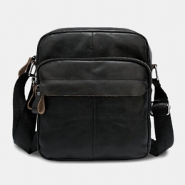 Herre Ægte Læder Casual Slidbestandig Multi-lags Sport Crossbody Taske Skuldertaske