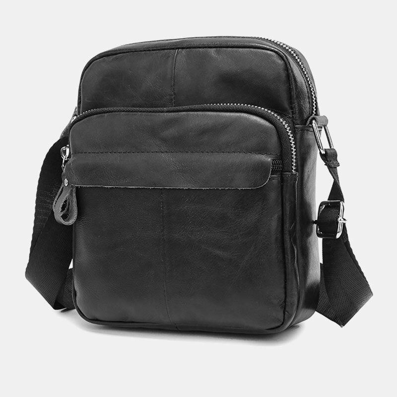 Herre Ægte Læder Casual Slidbestandig Multi-lags Sport Crossbody Taske Skuldertaske