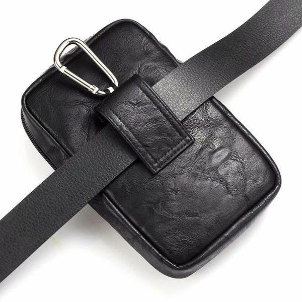 Herre Ægte Læder Dobbelt Lynlås Taljetaske Crossbody Taske