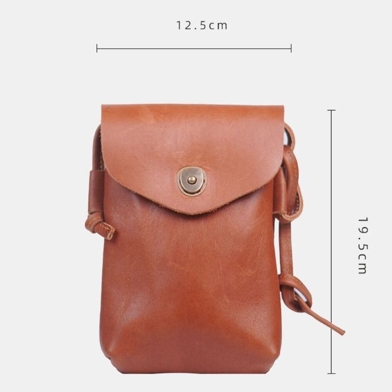 Herre Ægte Læder Hasp 6.5 Tommer Telefontaske Bærbar Vandtæt Crossbody Taske Skuldertaske