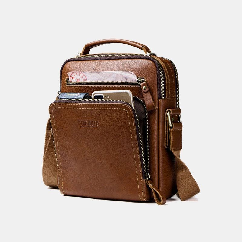 Herre Ægte Læder Mode Skuldertaske Crossbody Taske Business Taske