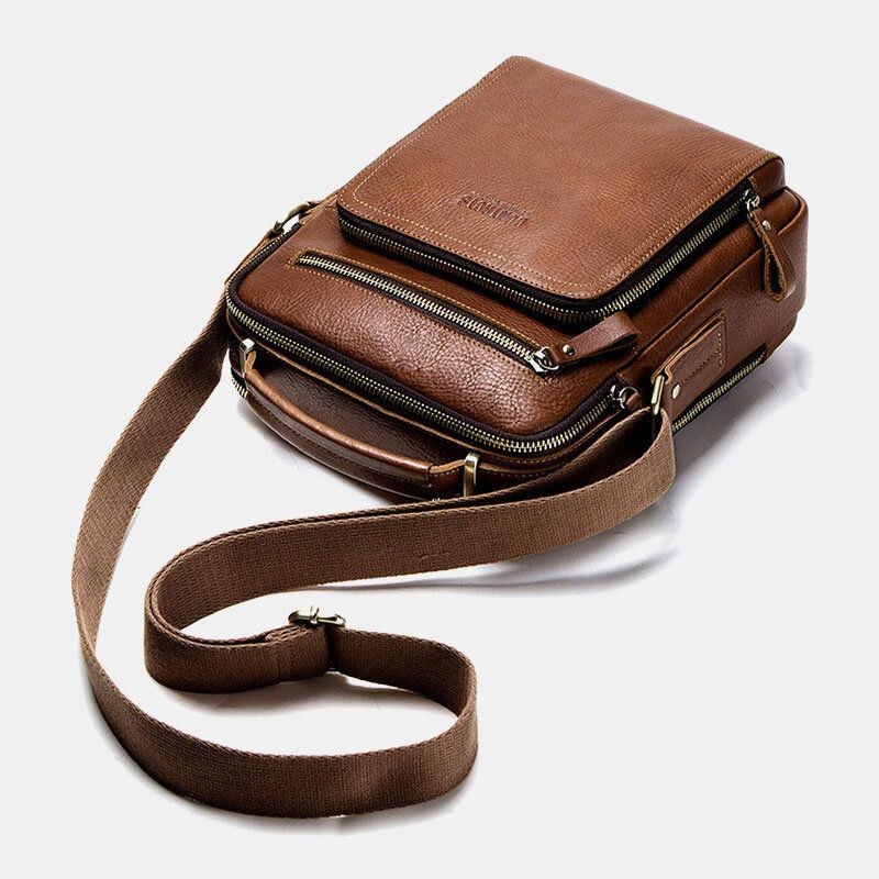 Herre Ægte Læder Mode Skuldertaske Crossbody Taske Business Taske