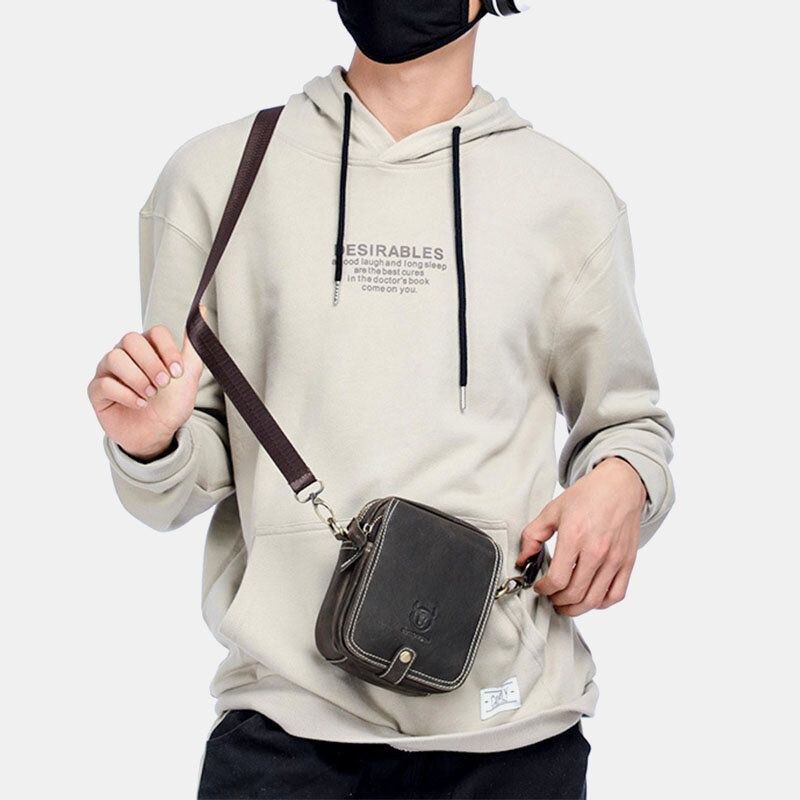 Herre Ægte Læder Multi-layers Casual Crossbody Taske Skuldertaske