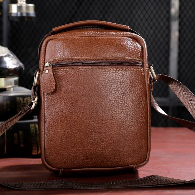 Herre Ægte Læder Multi-lomme Vintage 6.3 Tommer Telefontaske Crossbody Tasker Skuldertaske Håndtaske