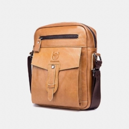 Herre Ægte Læder Multi-pocket Anti-tyveri Crossbody Taske Skuldertaske