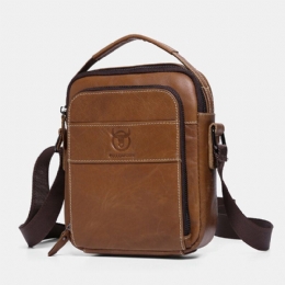 Herre Ægte Læder Multi-pocket Casual Crossbody Taske Skuldertaske