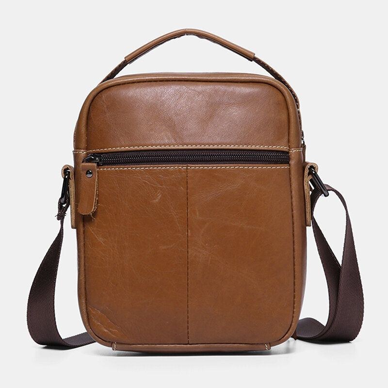 Herre Ægte Læder Multi-pocket Casual Crossbody Taske Skuldertaske