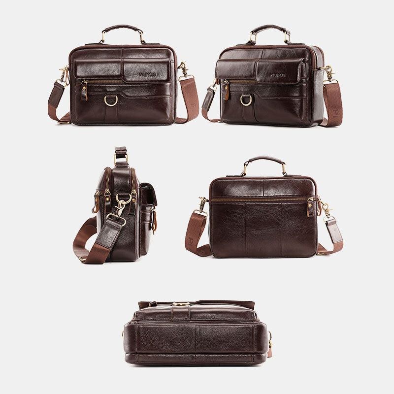 Herre Ægte Læder Multi-pocket Crossbody Tasker Stor Kapacitet Retro 6.5 Tommer Telefontaske Briefcase Skuldertaske Håndtaske