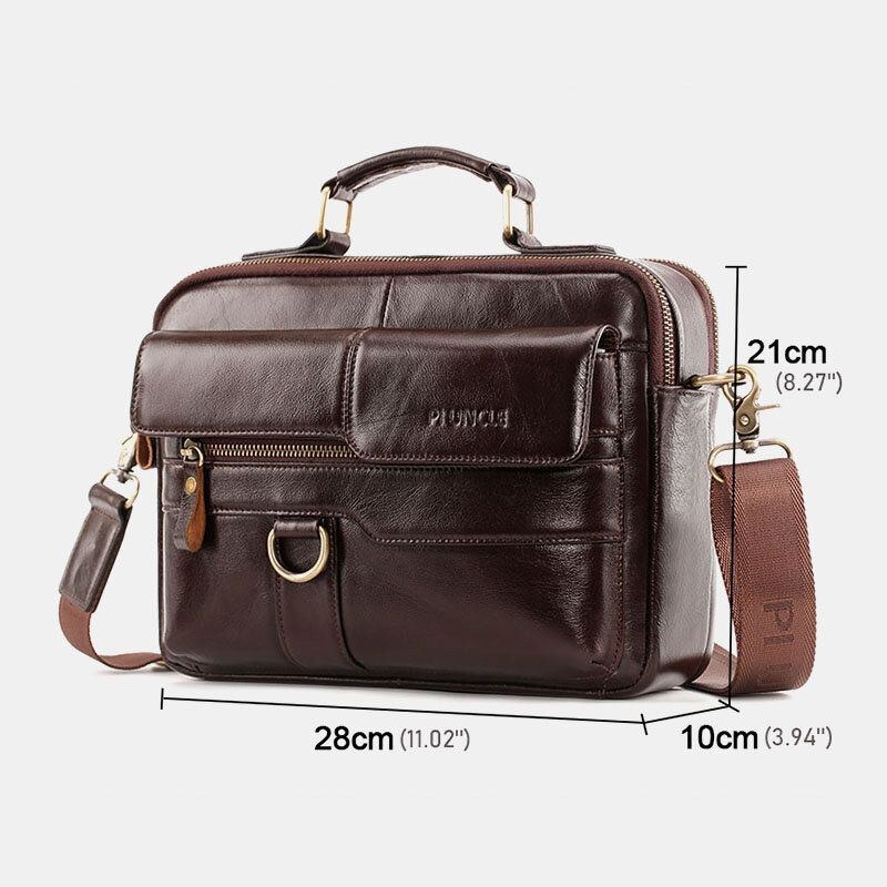 Herre Ægte Læder Multi-pocket Crossbody Tasker Stor Kapacitet Retro 6.5 Tommer Telefontaske Briefcase Skuldertaske Håndtaske