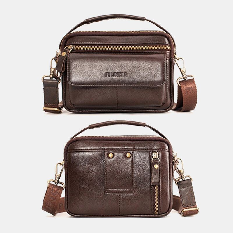 Herre Ægte Læder Multifunktion Multi-bære 6.5 Tommer Telefontaske Crossbody Taske Taljetaske