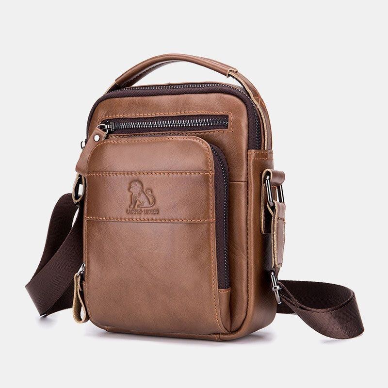 Herre Ægte Læder Multifunktion Multi-lomme Vandtæt Crossbody Taske Skuldertaske