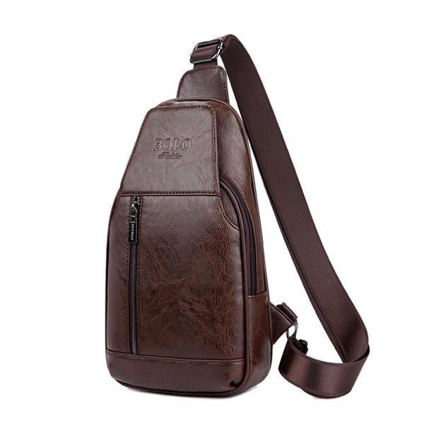 Herre Ægte Læder Multifunktionel Brysttaske Fritid Udendørs Sport Crossbody Taske Skuldertaske