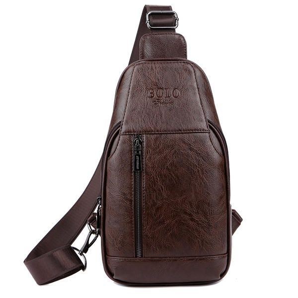 Herre Ægte Læder Multifunktionel Brysttaske Fritid Udendørs Sport Crossbody Taske Skuldertaske