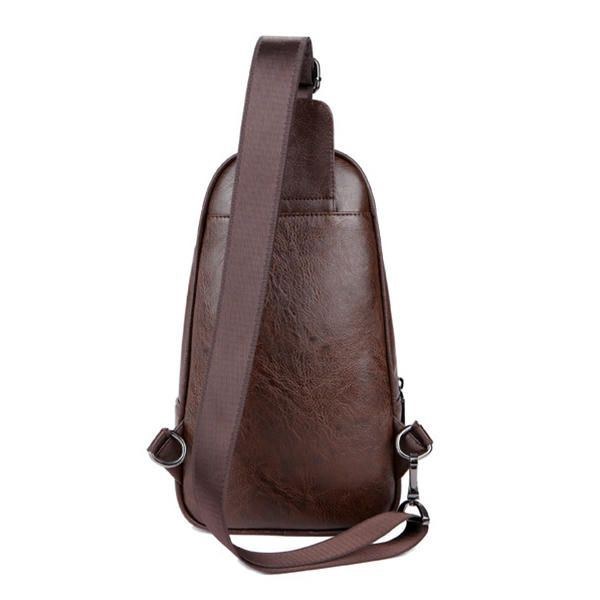 Herre Ægte Læder Multifunktionel Brysttaske Fritid Udendørs Sport Crossbody Taske Skuldertaske