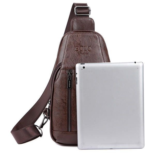 Herre Ægte Læder Multifunktionel Brysttaske Fritid Udendørs Sport Crossbody Taske Skuldertaske