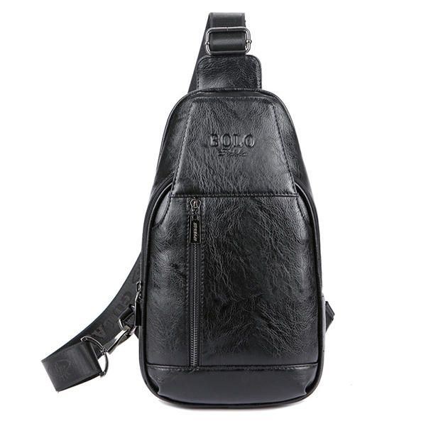 Herre Ægte Læder Multifunktionel Brysttaske Fritid Udendørs Sport Crossbody Taske Skuldertaske