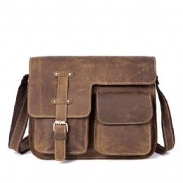 Herre Ægte Læder Multifunktionel Minimalistisk Retro Skulder Crossbody Taske