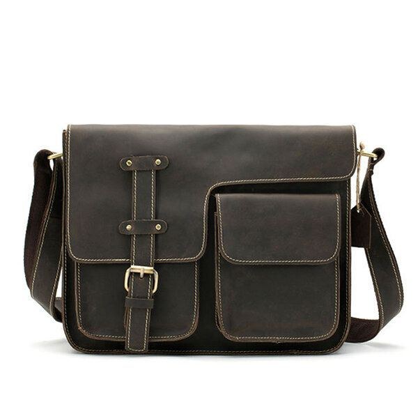 Herre Ægte Læder Multifunktionel Minimalistisk Retro Skulder Crossbody Taske