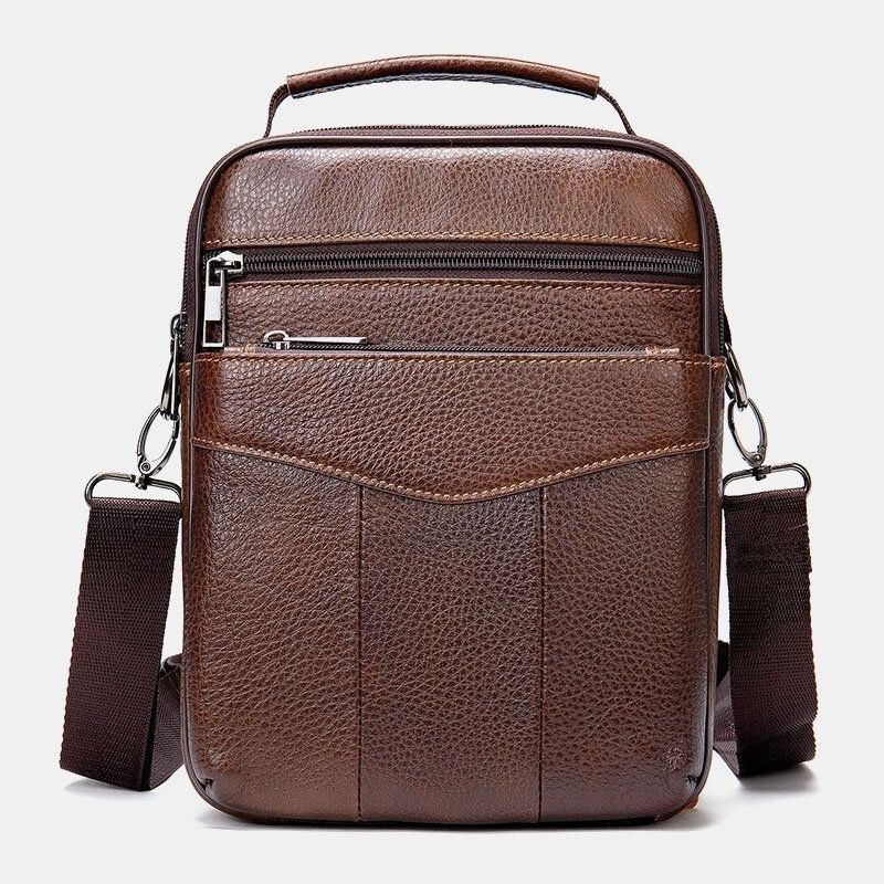 Herre Ægte Læder Retro Business Lodret Håndtaske Crossbody Taske