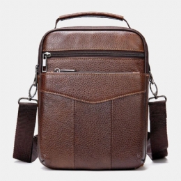 Herre Ægte Læder Retro Business Lodret Håndtaske Crossbody Taske