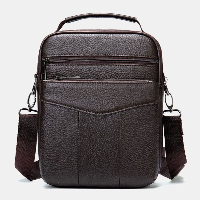 Herre Ægte Læder Retro Business Lodret Håndtaske Crossbody Taske