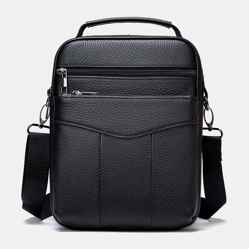 Herre Ægte Læder Retro Business Lodret Håndtaske Crossbody Taske