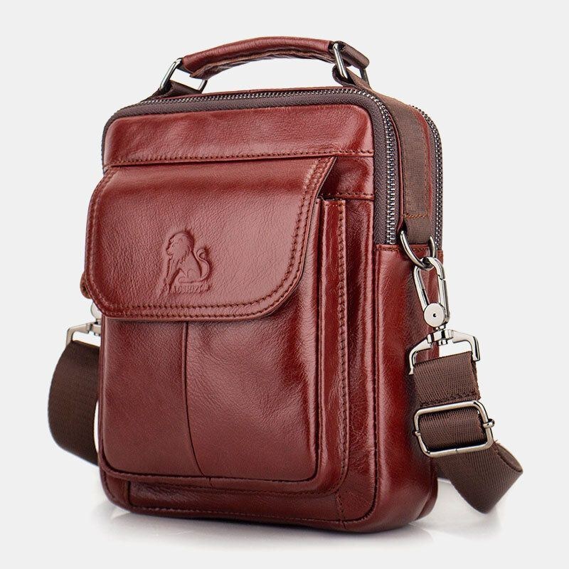 Herre Ægte Læder Retro Business Læder Skuldertaske Crossbody Taske