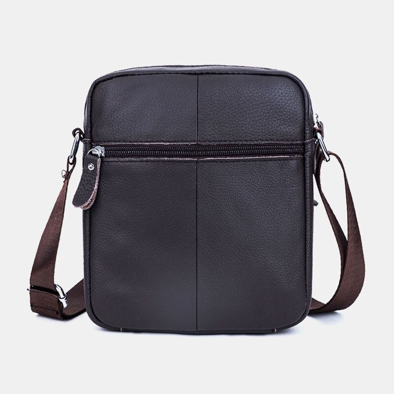 Herre Ægte Læder Vævet Vandtæt Multifunktion Multi-lags Crossbody Taske Skuldertaske