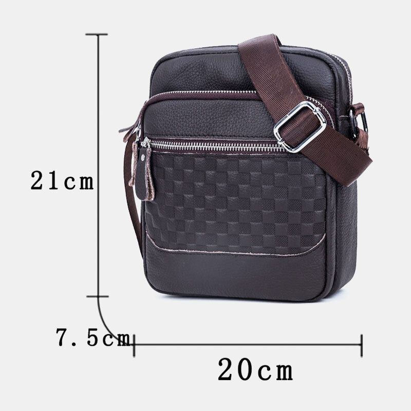 Herre Ægte Læder Vævet Vandtæt Multifunktion Multi-lags Crossbody Taske Skuldertaske