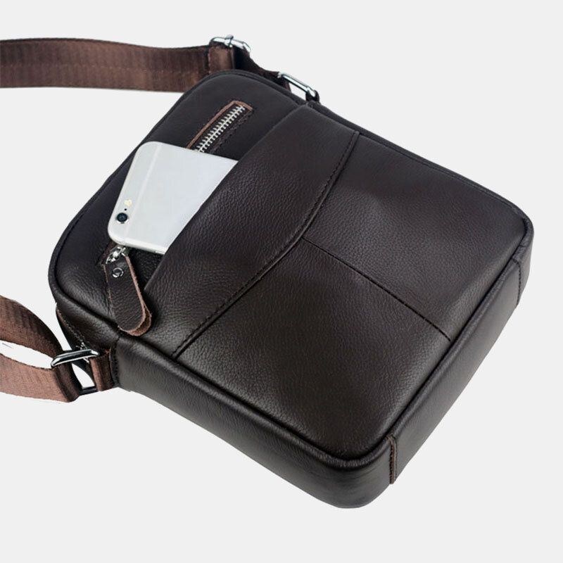 Herre Ægte Læder Vandtæt Multifunktion Multi-lags Crossbody Taske Skuldertaske