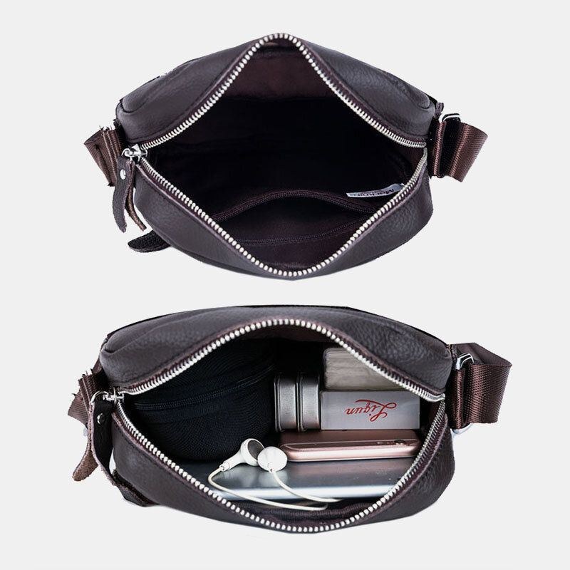 Herre Ægte Læder Vandtæt Multifunktion Multi-lags Crossbody Taske Skuldertaske