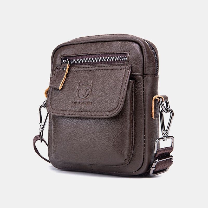 Herre Ægte Læder Vandtæt Multifunktion Multi-layer Crossbody Taske Skuldertaske