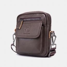 Herre Ægte Læder Vandtæt Multifunktion Multi-layer Crossbody Taske Skuldertaske