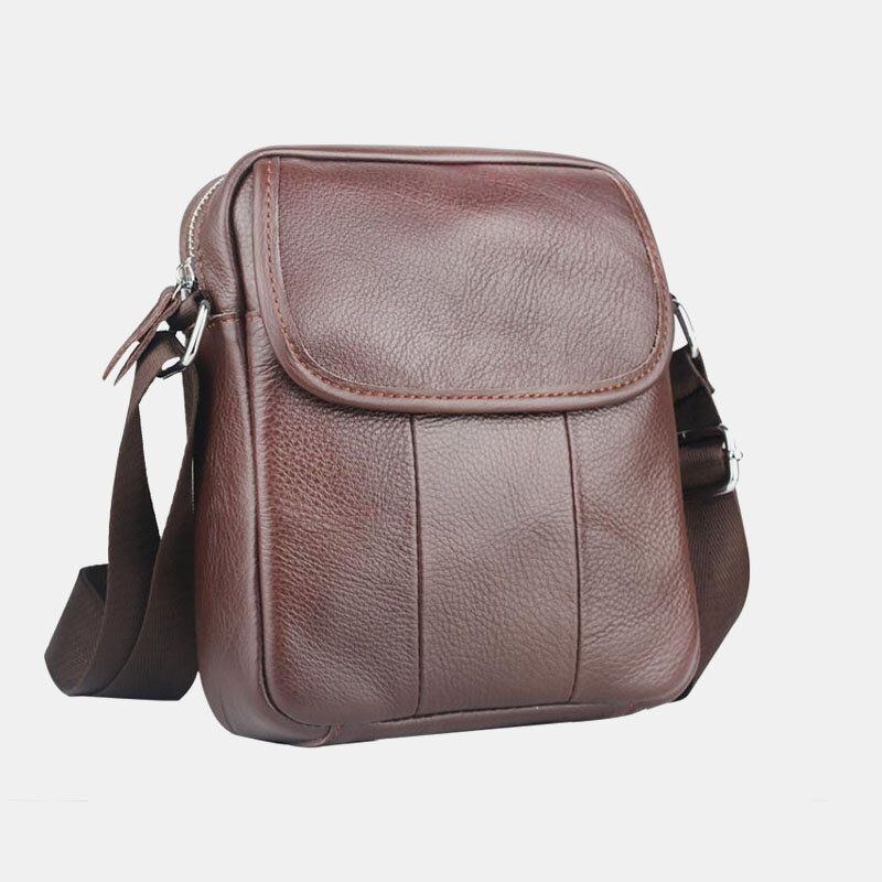 Herre Ægte Læder Vandtæt Multifunktions Tyverisikring Casual Crossbody Taske Skuldertaske