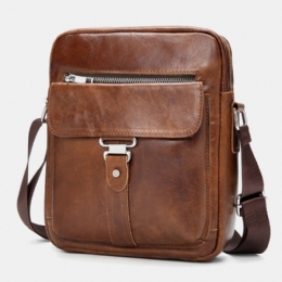 Herre Business Retro Ægte Læder Vandtæt Slidbestandig Crossbody Taske