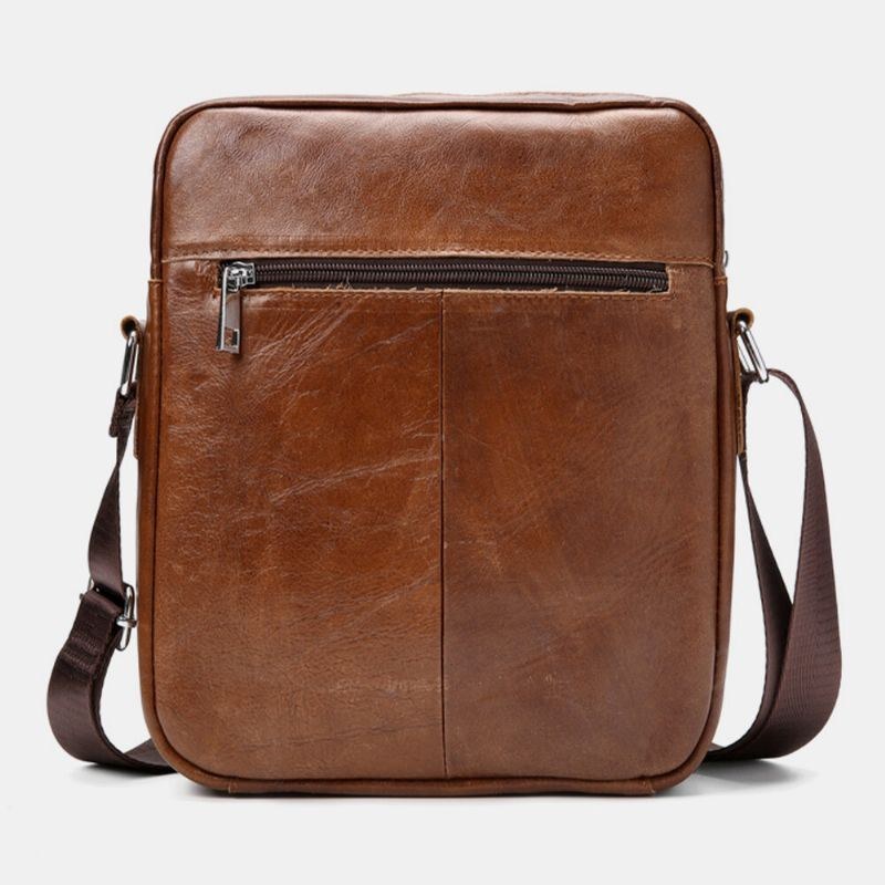 Herre Business Retro Ægte Læder Vandtæt Slidbestandig Crossbody Taske