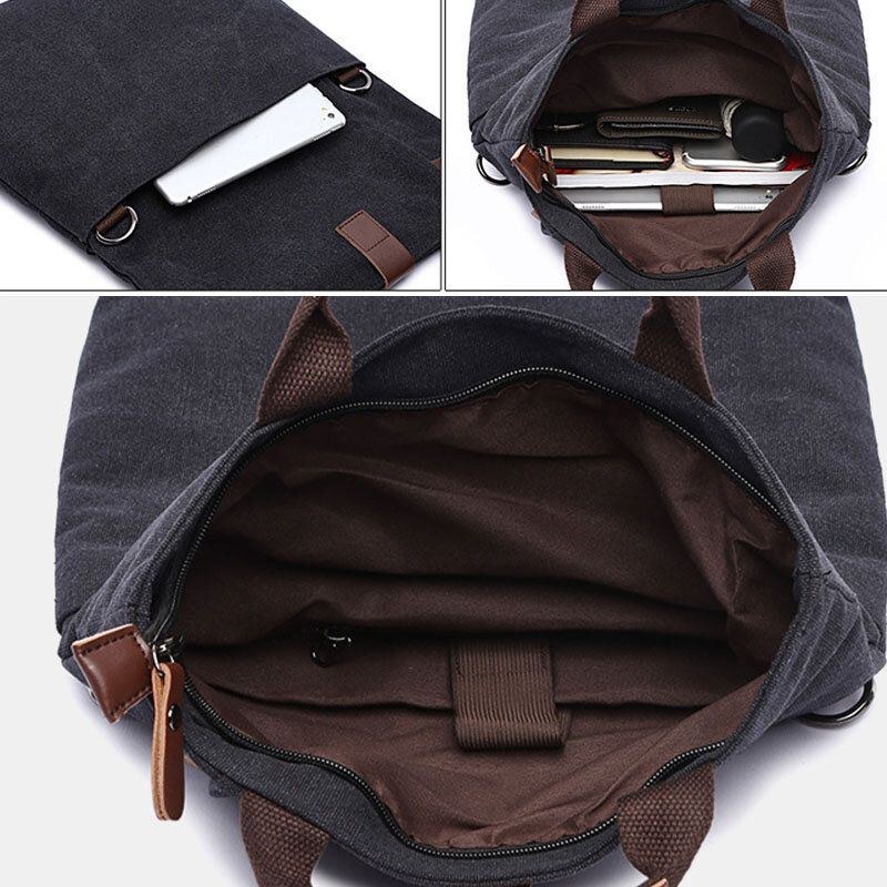 Herre Canvas Anti-tyveri Vandafvisende Vintage Messenger Bag Skuldertaske Crossbody Bag Håndtaske