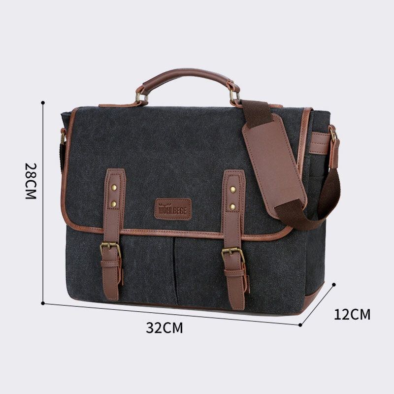 Herre Canvas Multi-lomme Slidfast Vintage Business Messenger Bag Laptoptaske Crossbody Bag Håndtaske