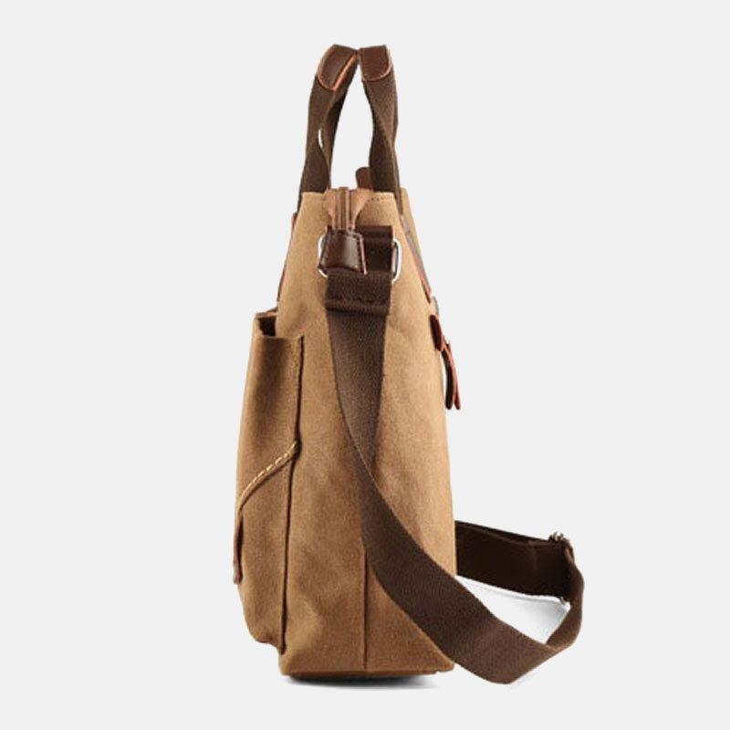 Herre Canvas Multi-lomme Slidfaste Crossbody-tasker Retro Casual Stor Kapacitet Lynlås Skuldertaske Håndtaske