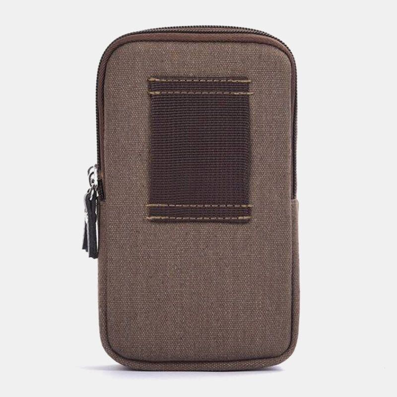 Herre Canvas Multi-pocket Outdoor Sports 6.3 Tommer Telefontaske Taljetaske Sling Bag